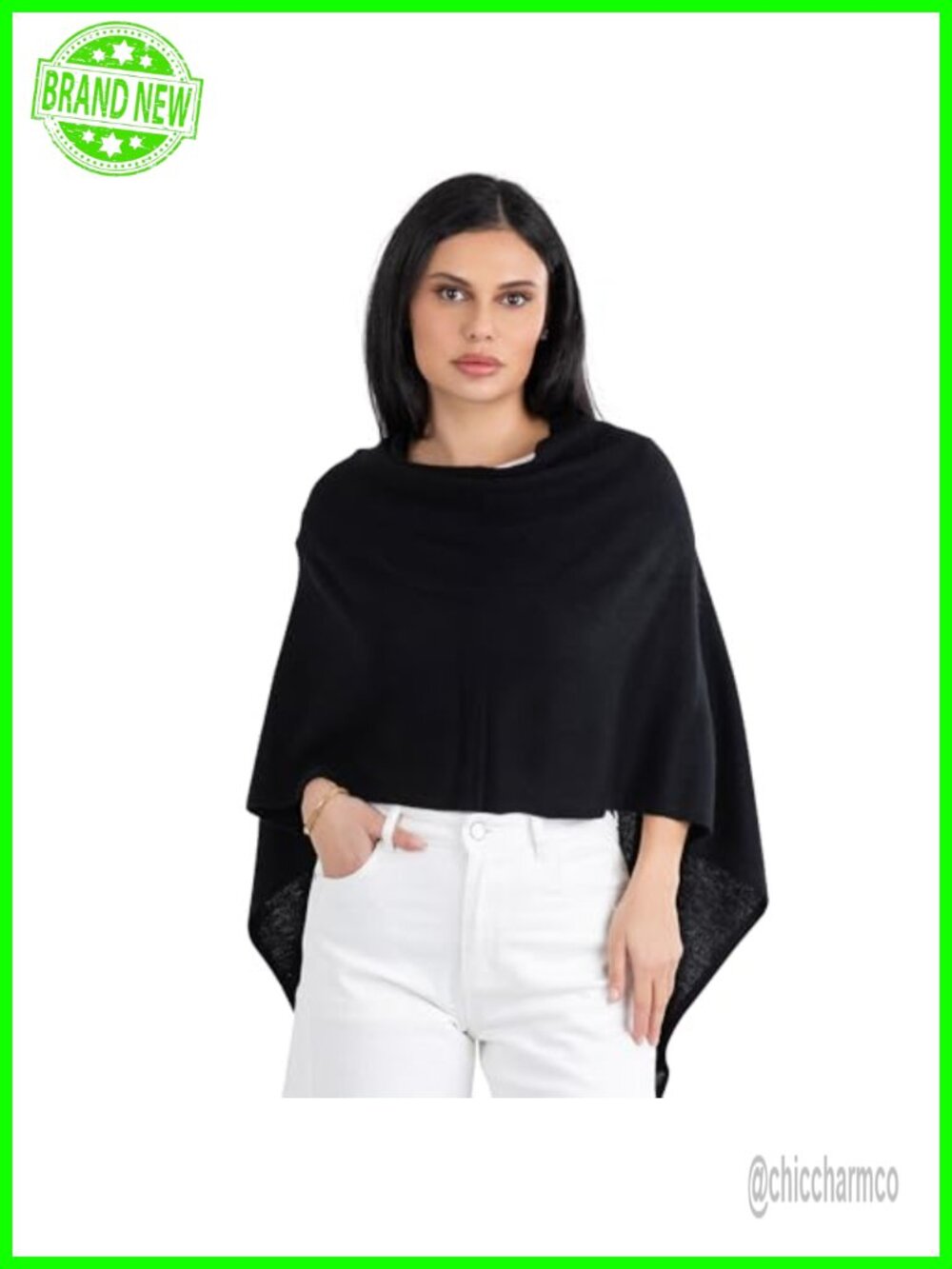 100% Mongolian Cashmere Poncho Wrap Topper for Women